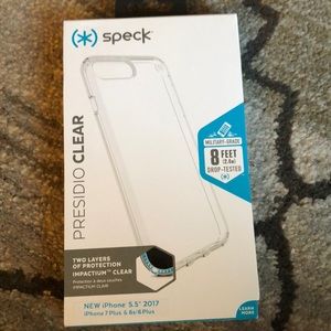 iPhone 8 Plus Speck clear case.